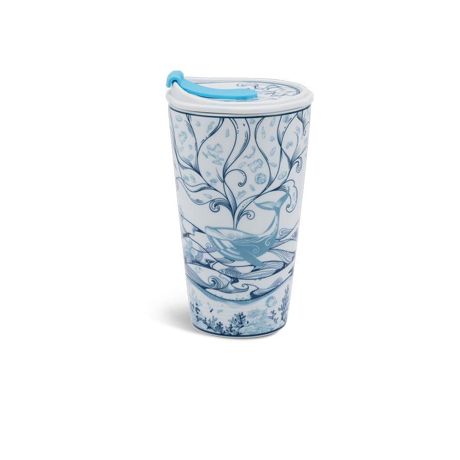 Ly sứ dưỡng sinh 0.48 L (K1) + nắp ống hút - Dưỡng Sinh - Biển xanh