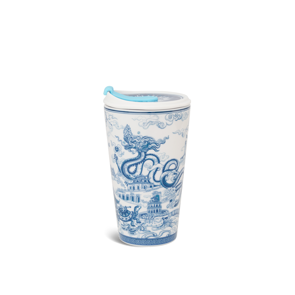 Ly sứ dưỡng sinh 0.48 L (K1) + nắp ống hút - Dưỡng Sinh - Nam Quốc - Hà Nội