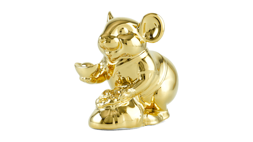 Chuột Phú 8 cm - Trang trí dát vàng 24K