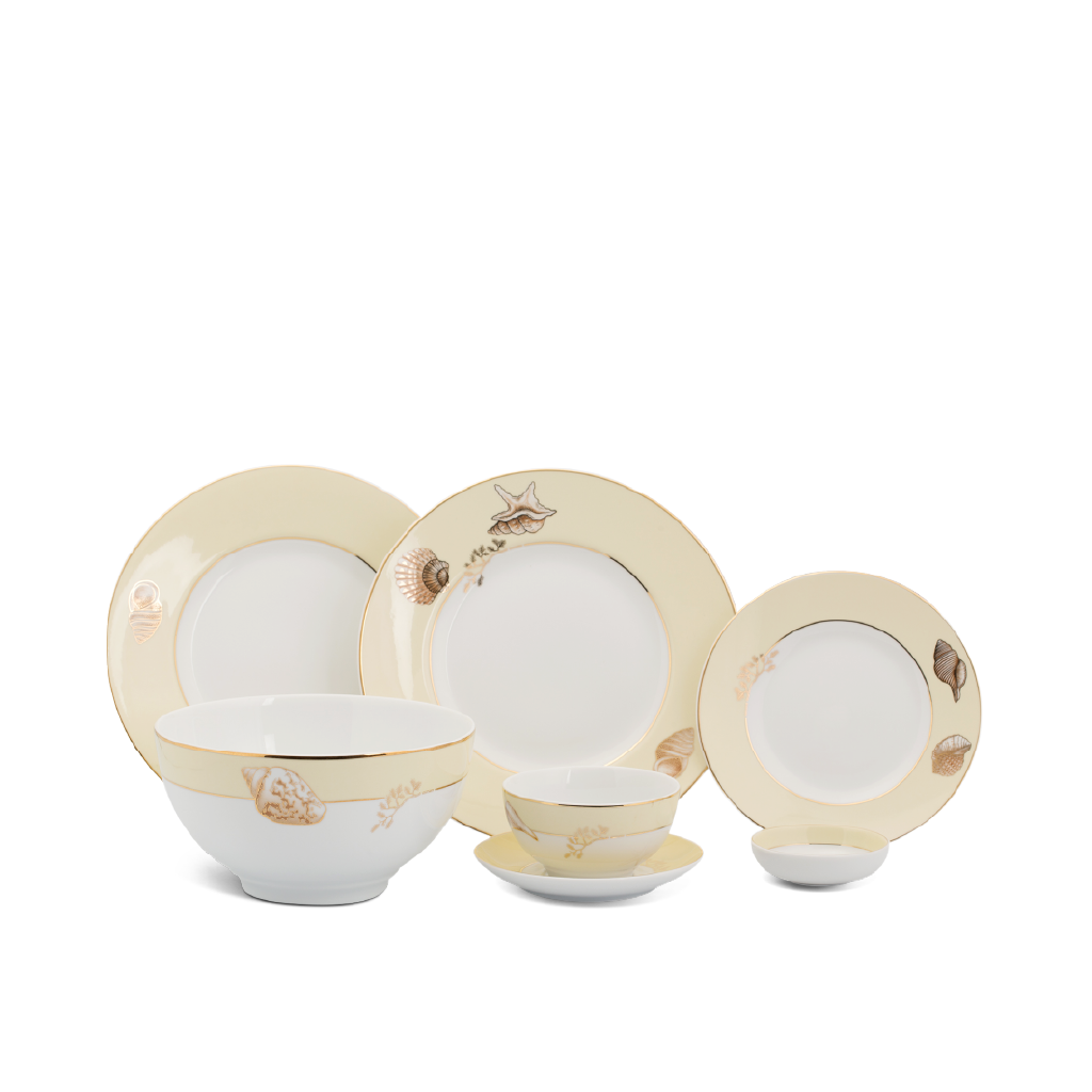 Bộ đồ ăn 6 người 25 sản phẩm - Camellia - Hương Biển kem