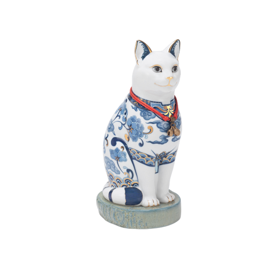 Mèo Đại Cát Trang trí vàng (23.9 cm) - Sen Cobalt