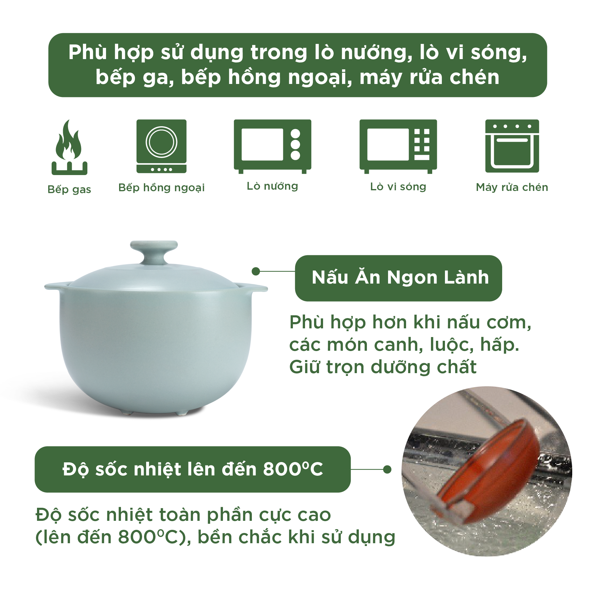 Nồi dưỡng sinh Vesta (Nồi tròn cao) 2.0 L + nắp (CK)