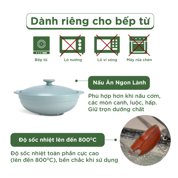 Nồi dưỡng sinh Luna (Nồi cạn) 3.0 L + nắp (CK) (bếp từ)