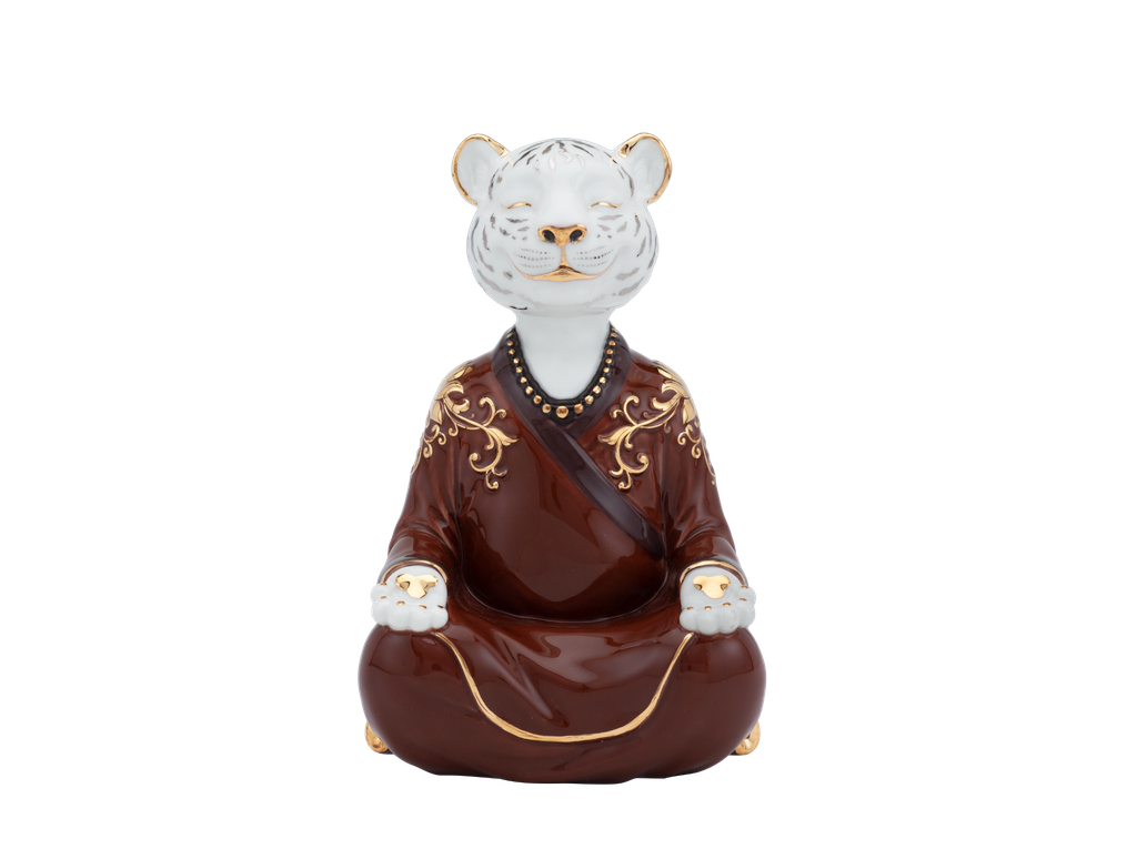 Hổ An Lạc 17.7 cm - Màu nâu - Trang trí Vàng 24K