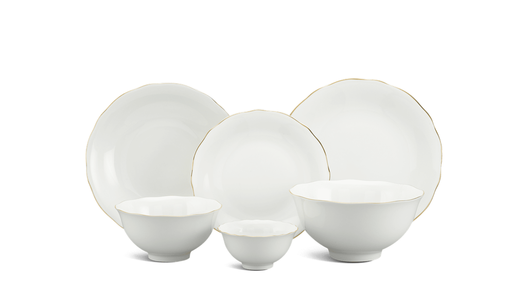 Bộ đồ ăn 14 sản phẩm - Mẫu Đơn IFP - Chỉ Vàng