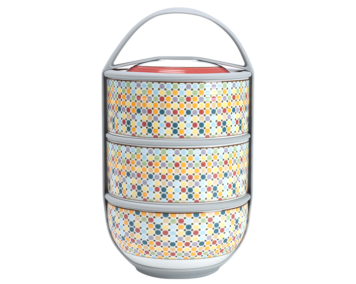 Hộp cơm sứ dưỡng sinh 3 tầng 12.5 cm - Mosaic