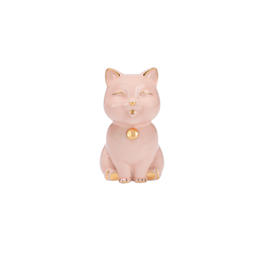 Mèo Vạn Phúc Trang trí vàng (9.5 cm) - Màu Hồng