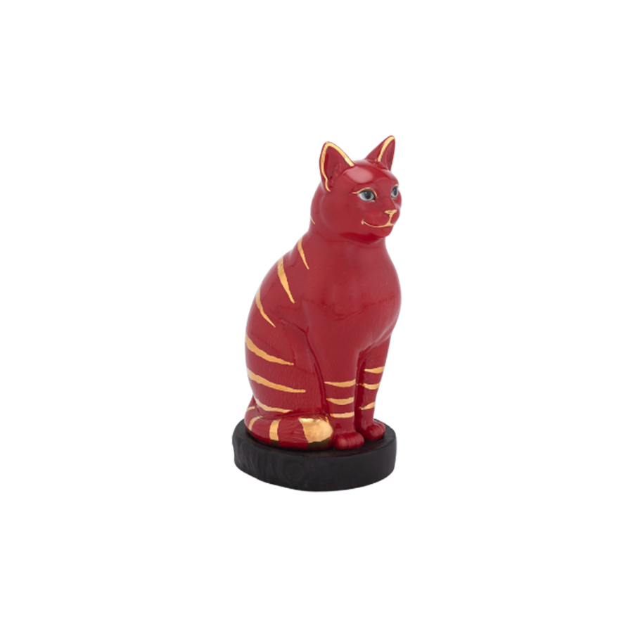 Mèo Đại Cát - Trang trí vàng (17.4 cm) - Màu đỏ