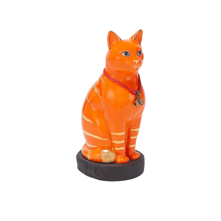Mèo Đại Cát Trang trí vàng (23.9 cm) - Màu cam