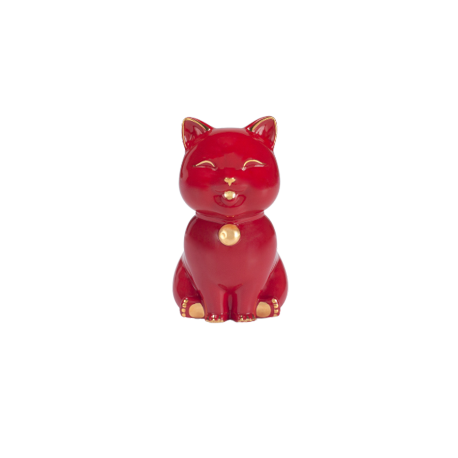 Mèo Vạn Phúc Trang trí vàng (9.5 cm) - Màu Đỏ