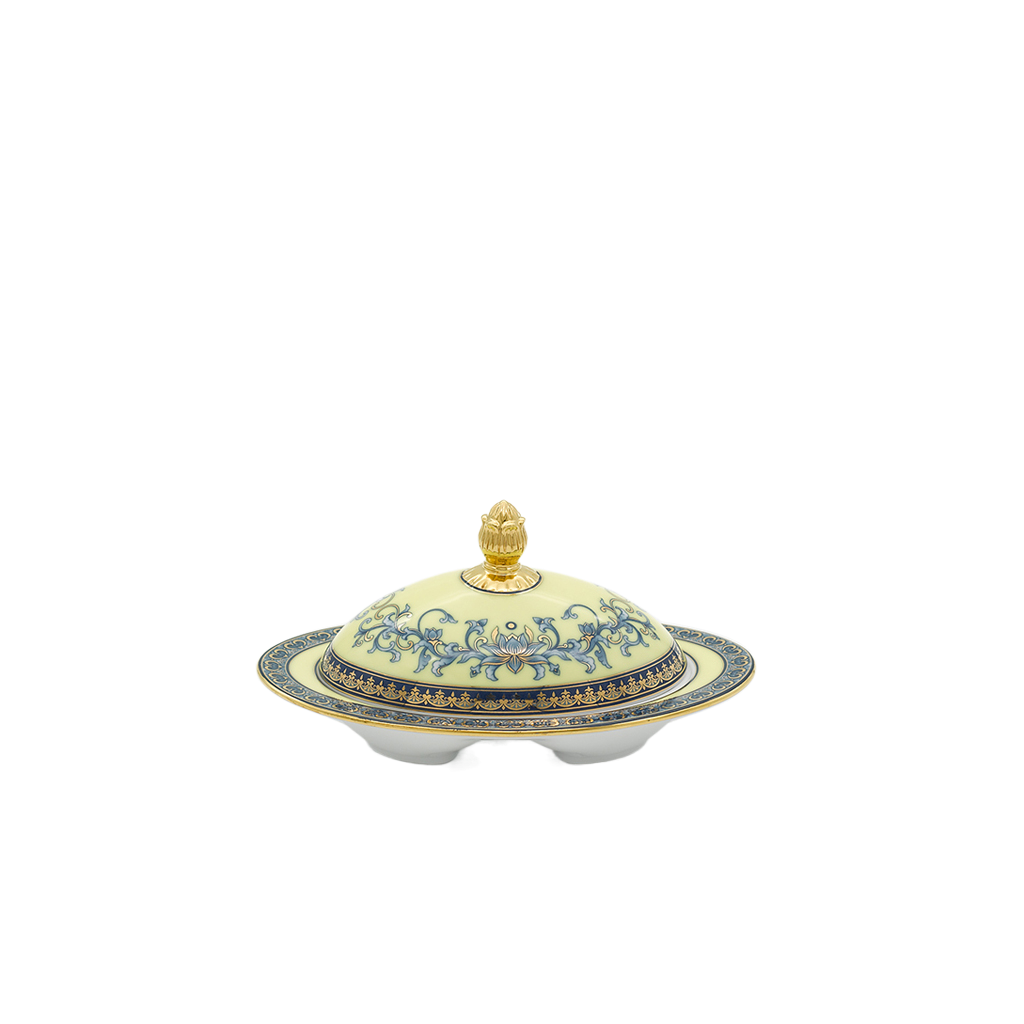 Dĩa chấm 2 ngăn 16 x 9.8 cm + nắp - Hoàng cung - Hoàng Liên