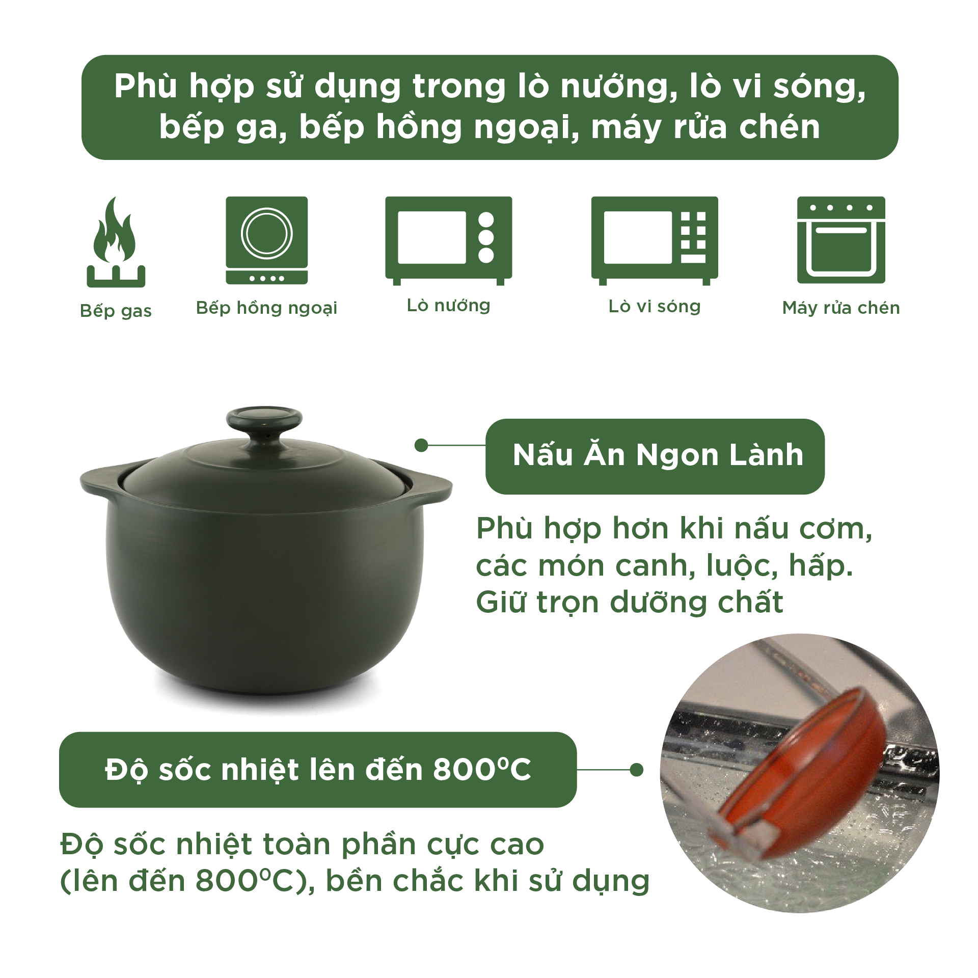 Nồi Sứ Dưỡng Sinh Minh Long Healthy Cook Vesta 0.85 L