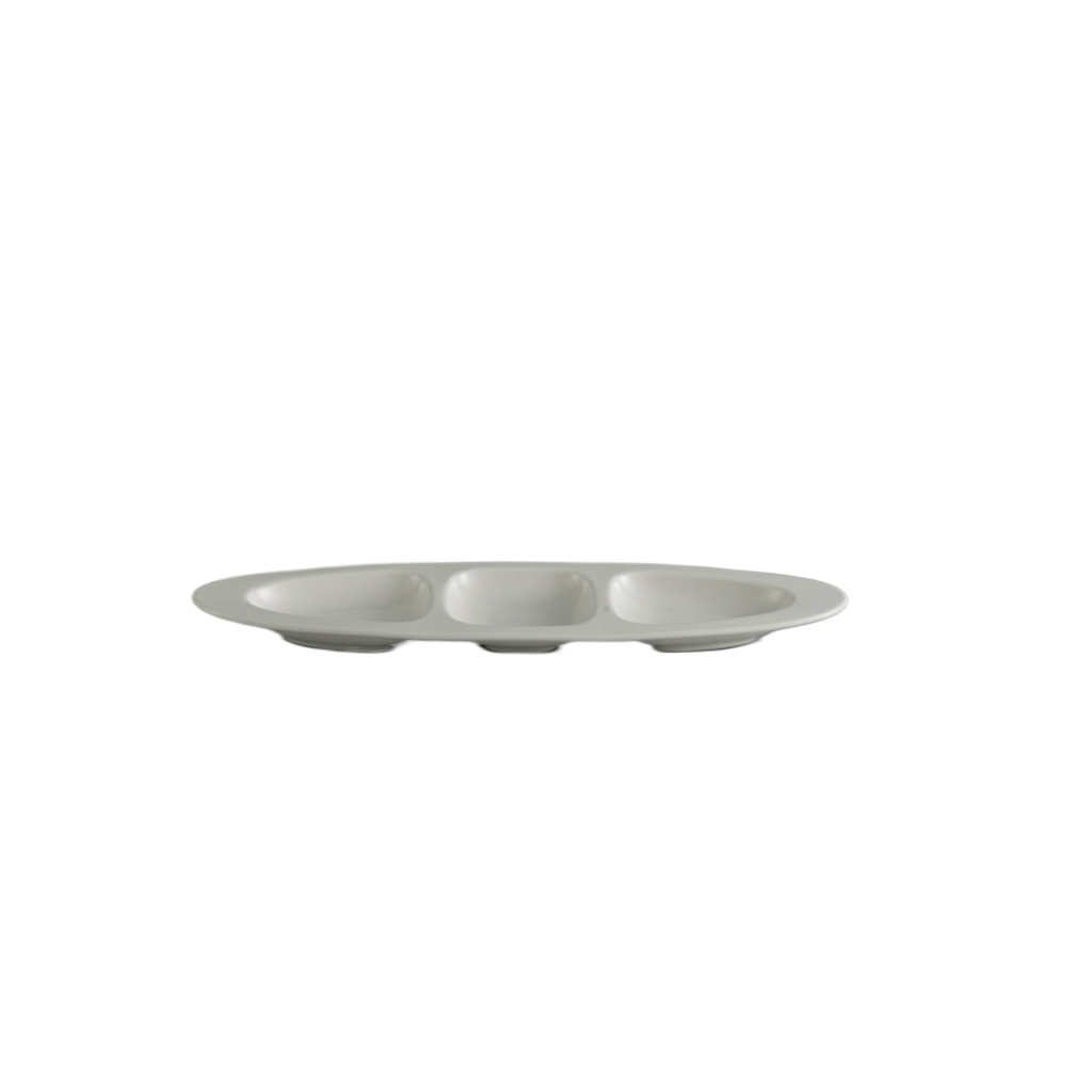 Dĩa oval ba ngăn 28 cm - Gourmet - Trắng Ngà