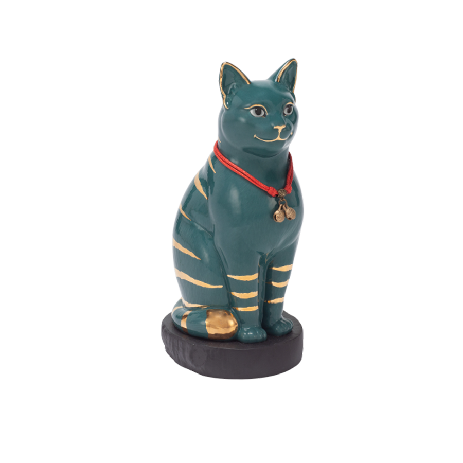 Mèo Đại Cát Trang trí vàng (23.9 cm) - Xanh Đen
