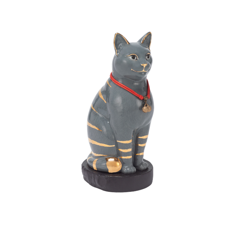 Mèo Đại Cát Trang trí vàng (23.9 cm) - Màu Xám