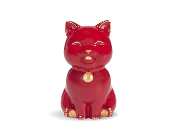 Combo Như Ý (Mèo 9.5 cm đỏ + Khay mứt Đào)