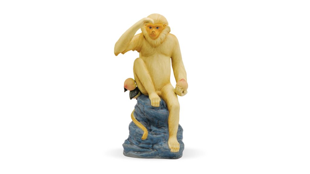 Tượng Khỉ 28 cm - Men cổ & men trắng