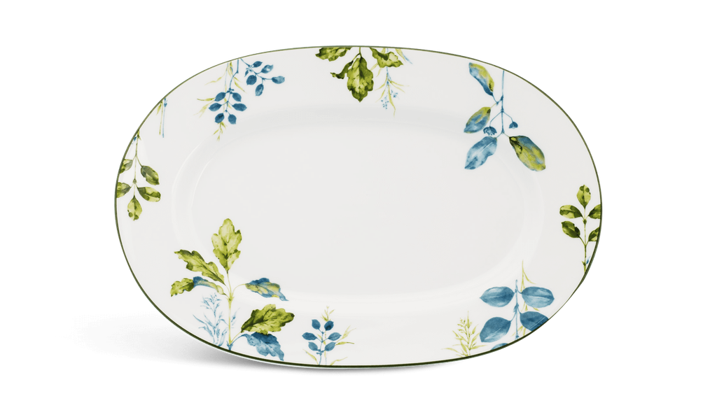 Dĩa oval 32 cm - Camellia - Lá Xanh