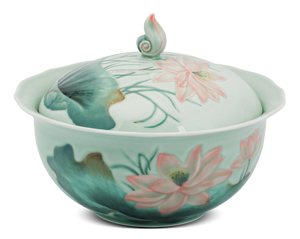 Thố 18 cm + nắp - Sen - Men Màu