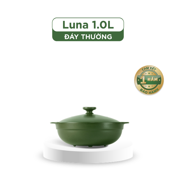 Nồi dưỡng sinh Luna 1.0 L + nắp (CK) - HealthyCook - Xanh Rêu