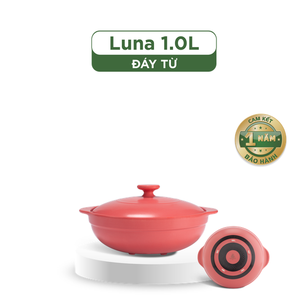 Nồi dưỡng sinh Luna (Nồi cạn) 1.0 L + nắp (CK) (bếp từ) - Màu Đỏ 2