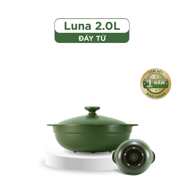 Nồi dưỡng sinh Luna (Nồi cạn) 2.0 L + nắp (CK) (bếp từ) - Xanh Rêu