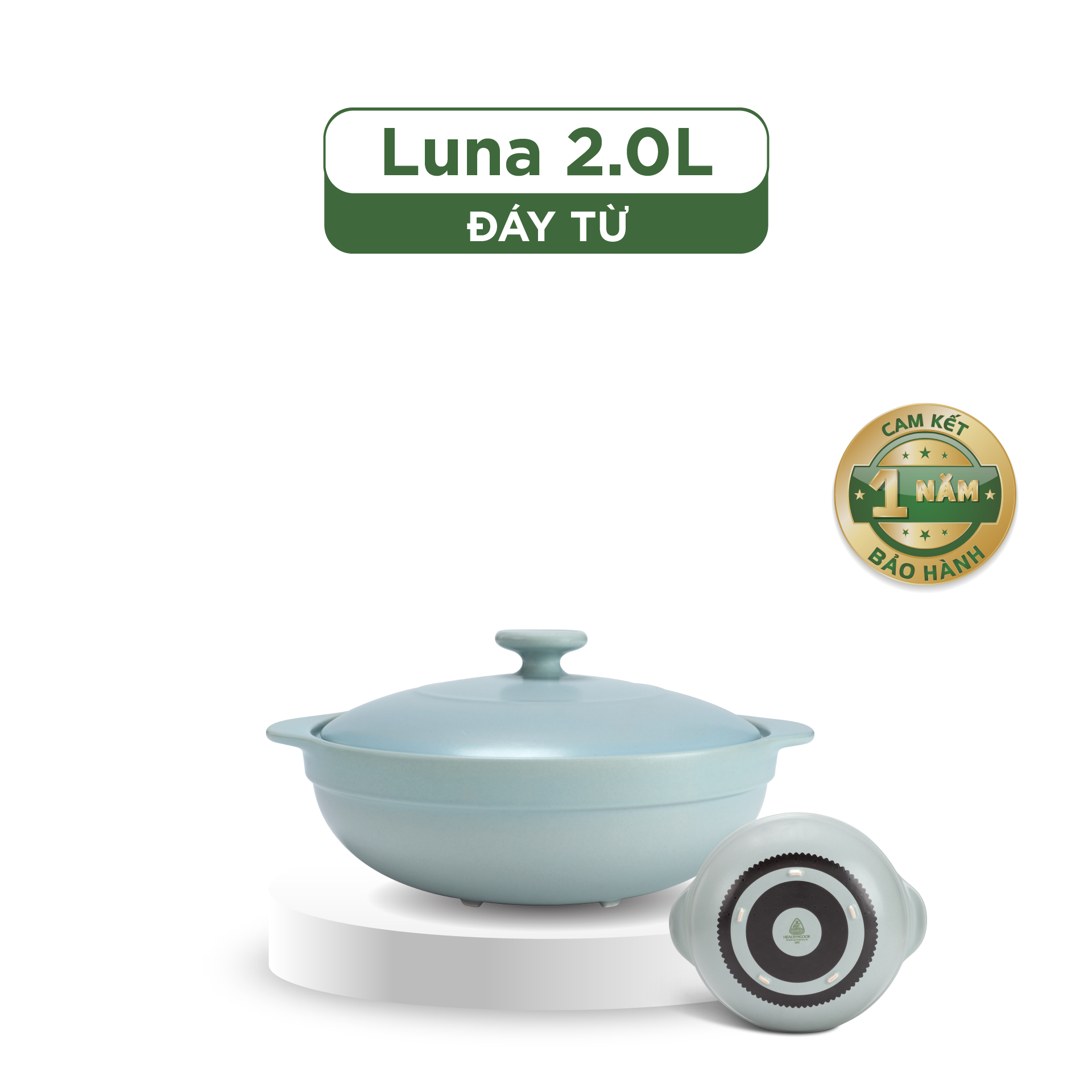Nồi dưỡng sinh Luna (Nồi cạn) 2.0 L + nắp (CK) (bếp từ) - Màu Xám 2