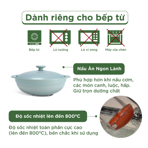 Nồi dưỡng sinh Luna (Nồi cạn) 2.0 L + nắp (CK) (bếp từ) - Màu Xám 2