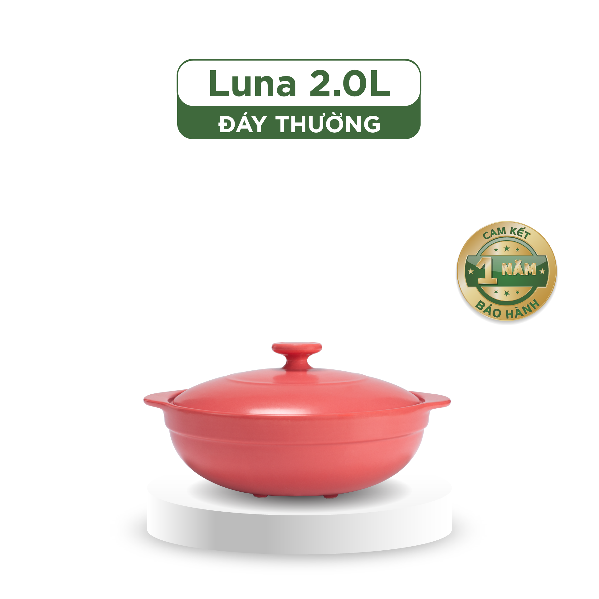 Nồi dưỡng sinh Luna (Nồi cạn) 2.0 L + nắp (CK) - Màu Đỏ 2