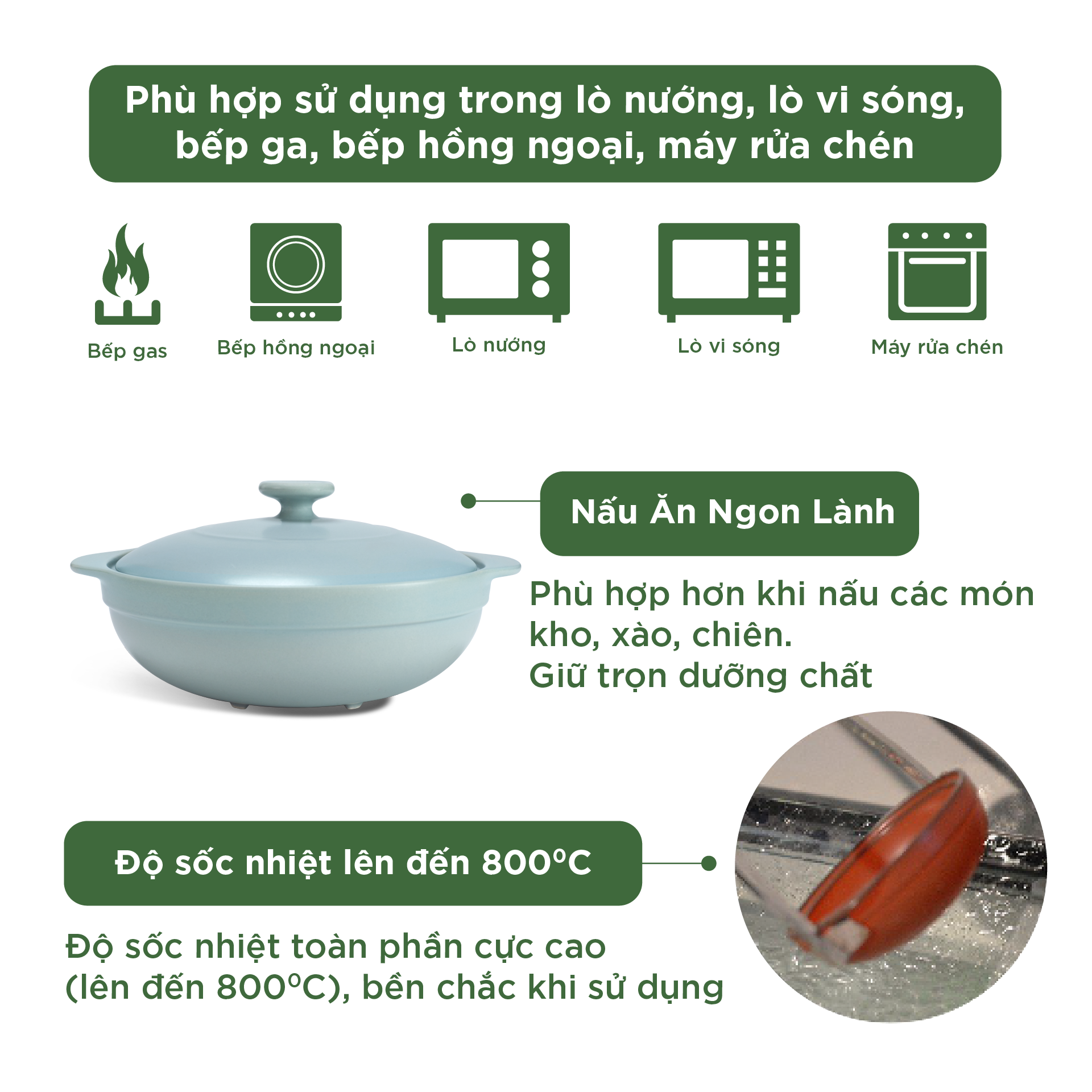 Nồi dưỡng sinh Luna (Nồi cạn) 3.0 L + nắp (CK) - Màu Xám 2