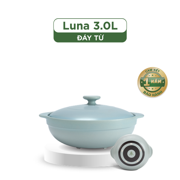 Nồi dưỡng sinh Luna (Nồi cạn) 3.0 L + nắp (CK) (bếp từ) - HealthyCook - Màu Xám 2