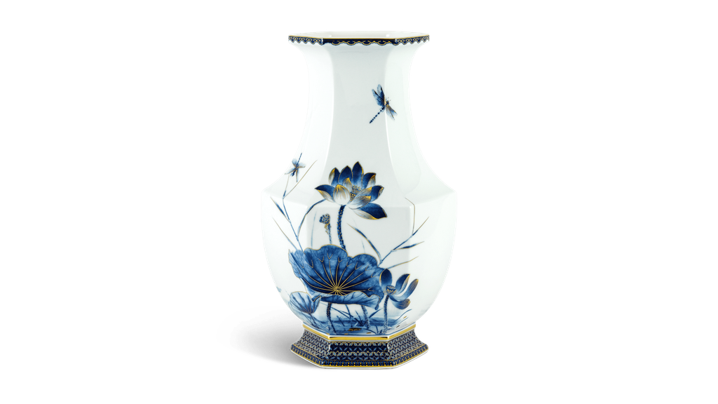 Bình hoa Lộc Phát 28 cm - Sen Vàng Nền Xanh Ngọc