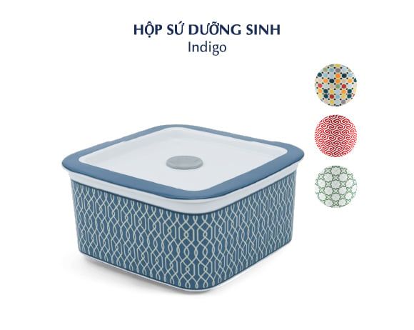 Hộp dưỡng sinh vuông đựng thực phẩm 15 cm + nắp - Indigo (LTA)