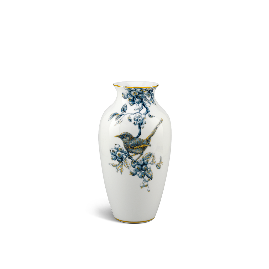 Bình hoa 27 cm - Chích Chòe & Quả Quất - Cobalt Vàng