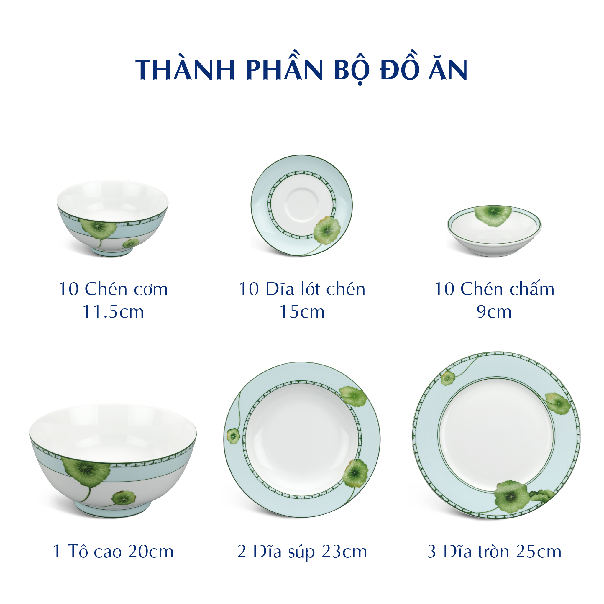 Bộ đồ ăn 10 người 36 sản phẩm - Jasmine - Tích Tuyết Thảo