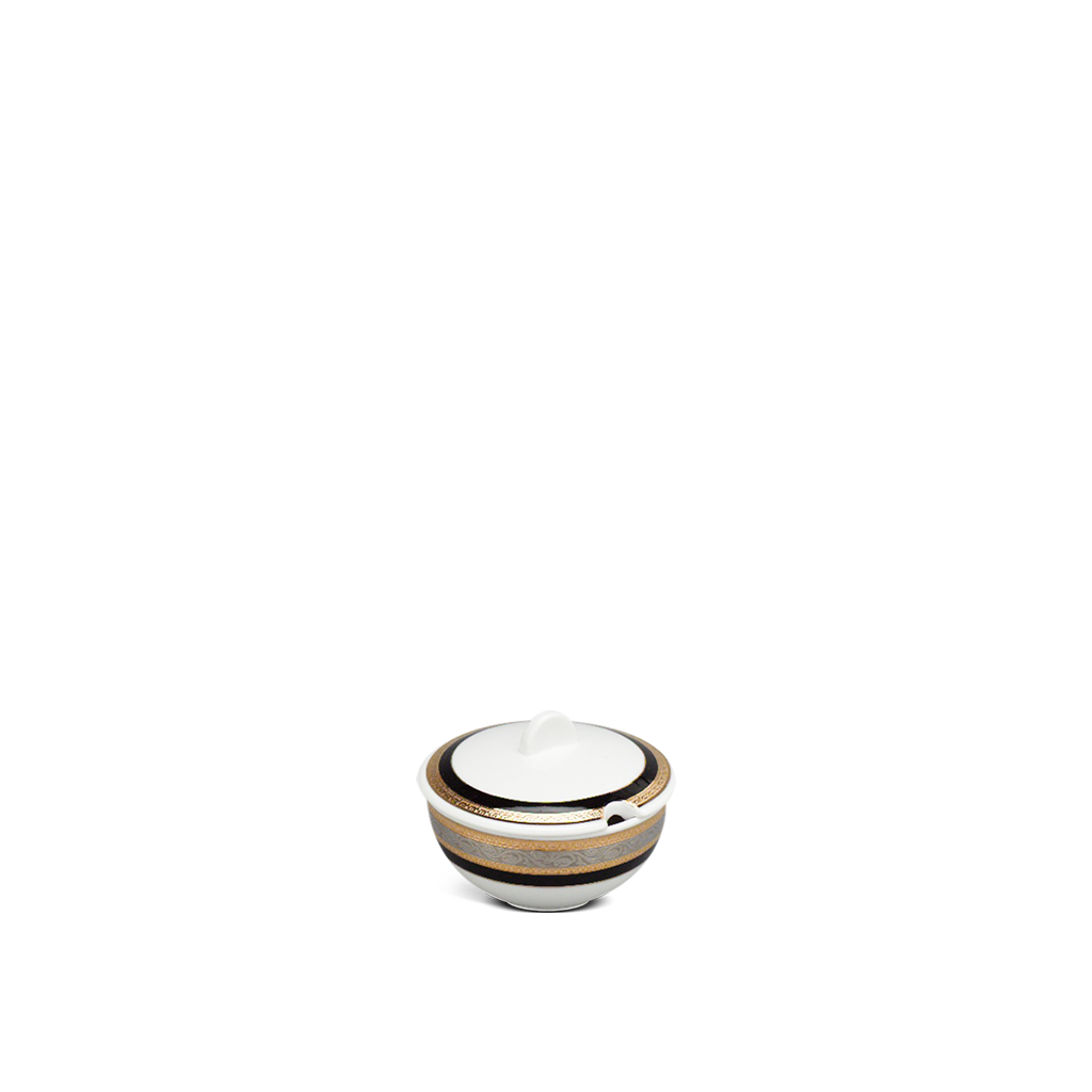 Chén đường 10 cm + nắp - Sago - Hoa Hồng Đen khắc nổi