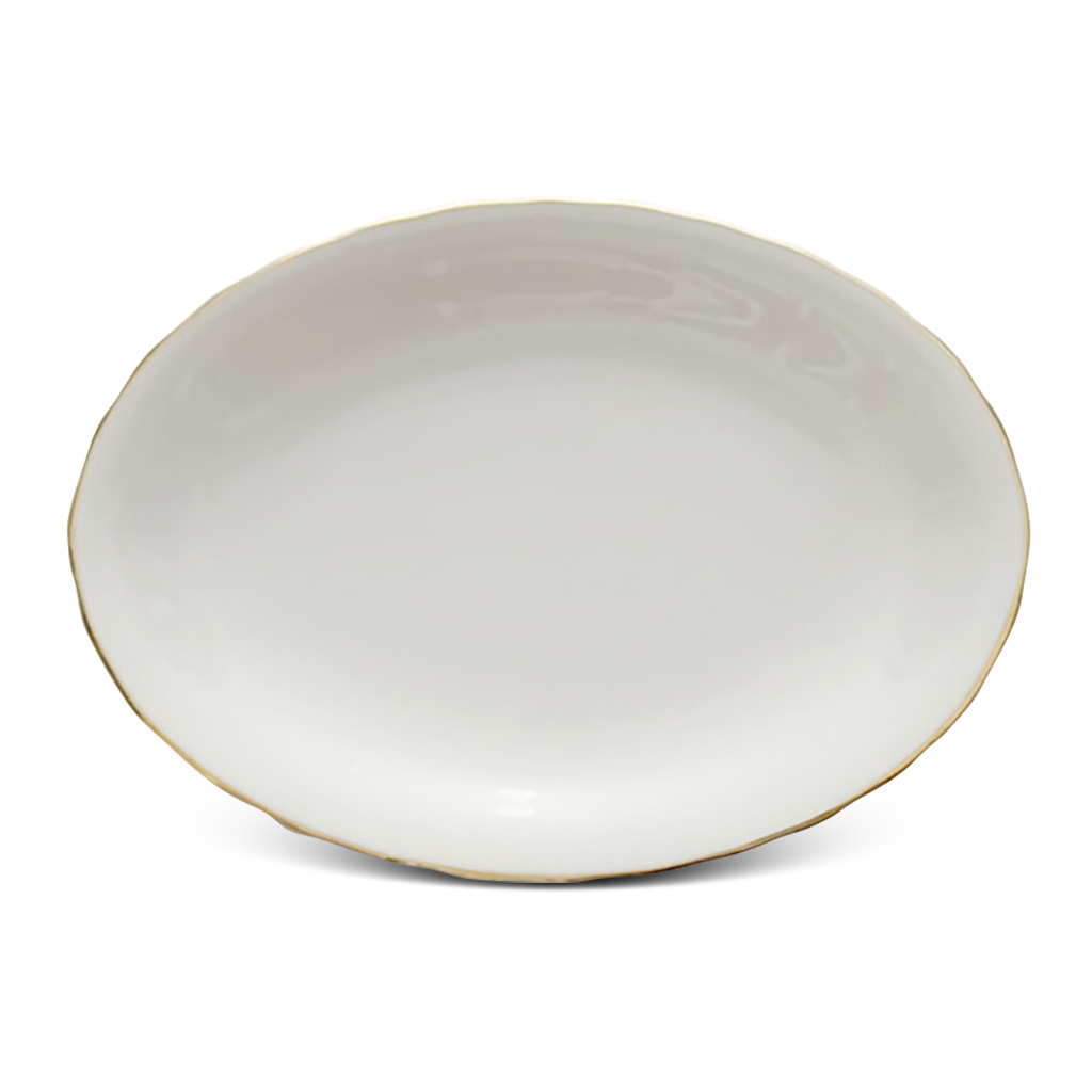 Dĩa oval 32 cm - Mẫu Đơn IFP - Chỉ Vàng