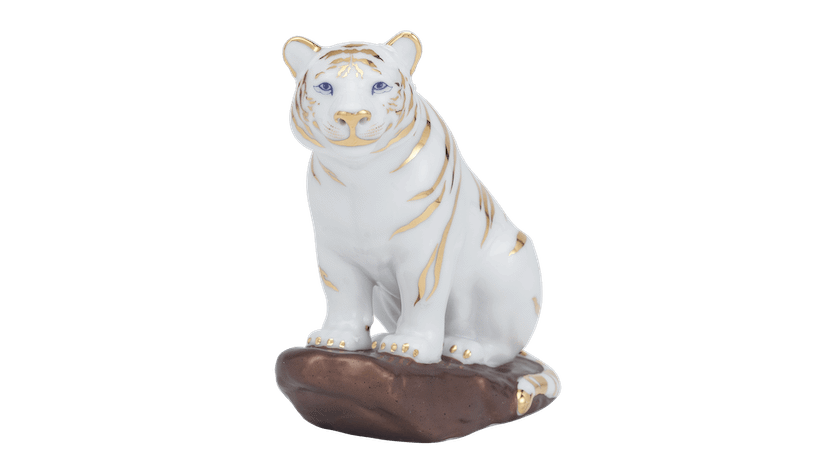 Hổ Khát Vọng 9.3 cm - Trắng - Trang trí Vàng 24K