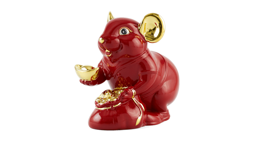 Chuột Phú 13 cm – Màu Đỏ - Trang trí vàng 24K