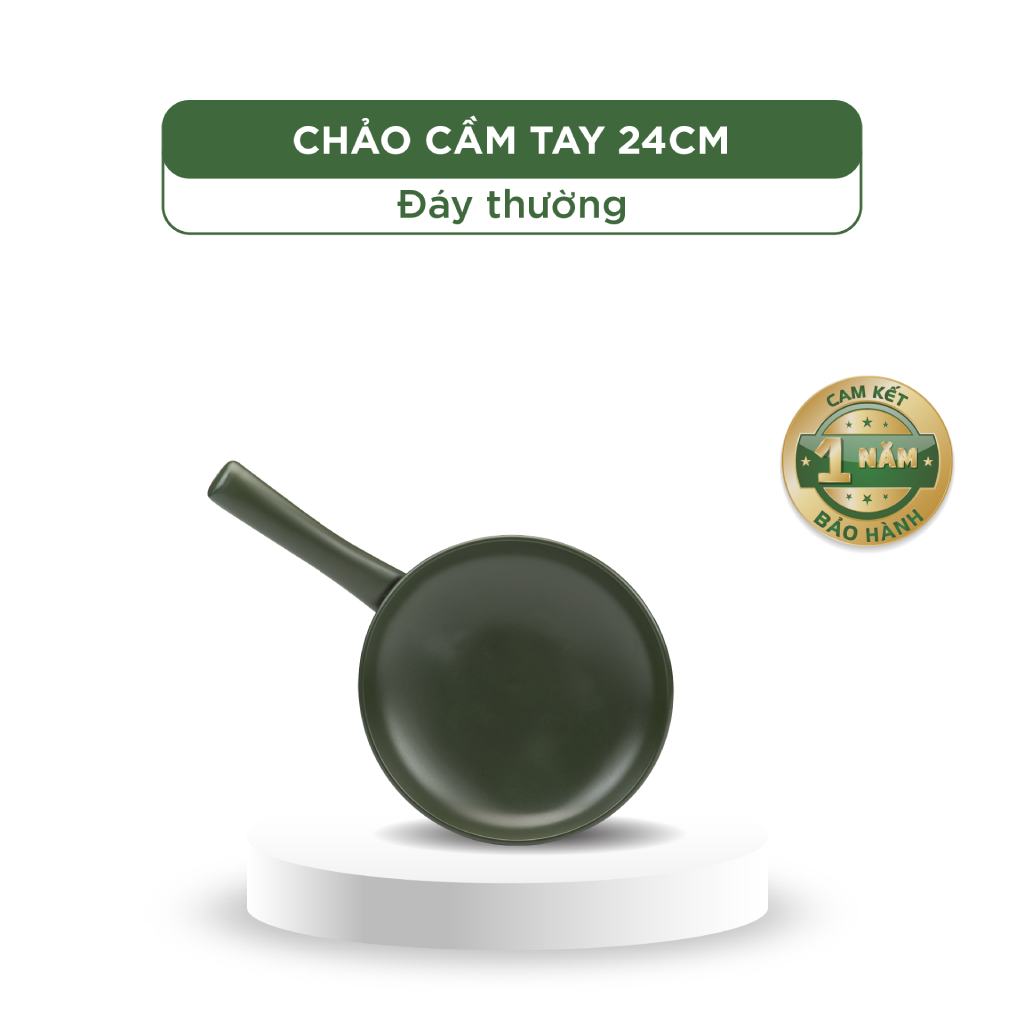 Chảo tay cầm dưỡng sinh 24cm (CK) - HealthyCook - Xanh rêu