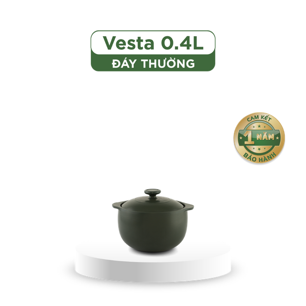 Nồi dưỡng sinh Vesta (Nồi tròn cao) 0.4 L + nắp (CK) - Xanh Rêu