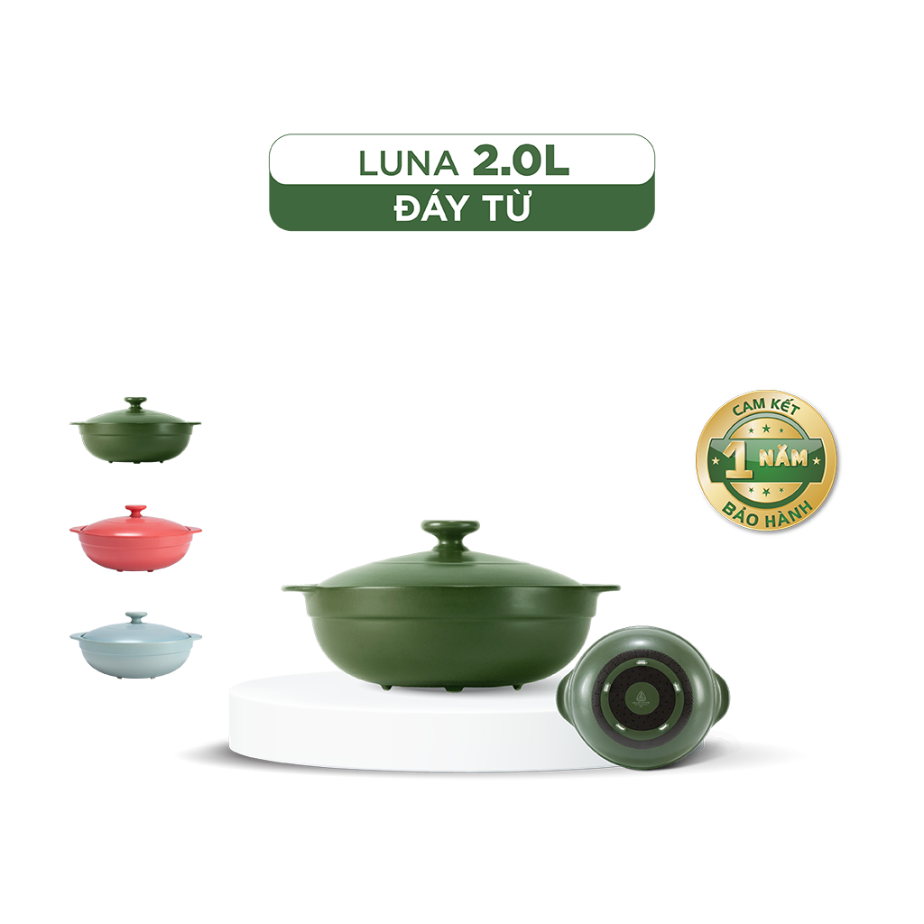 Nồi dưỡng sinh Luna (Nồi cạn) 2.0 L + nắp (CK) (bếp từ)