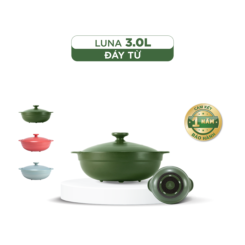 Nồi dưỡng sinh Luna (Nồi cạn) 3.0 L + nắp (CK) (bếp từ)