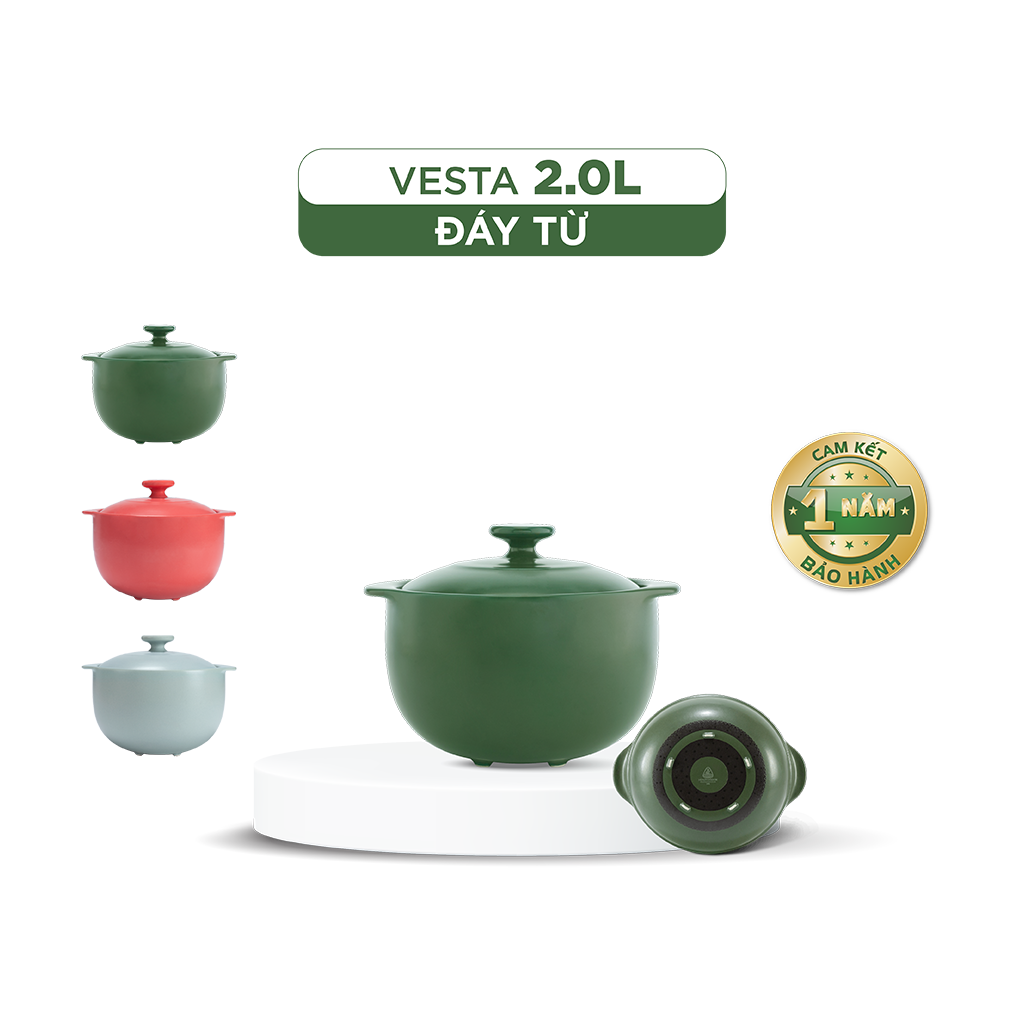 Nồi dưỡng sinh Vesta (Nồi tròn cao) 2.0 L + nắp (CK) (bếp từ)