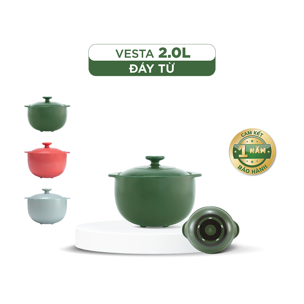 Nồi dưỡng sinh Vesta (Nồi tròn cao) 2.0 L + nắp (CK) (bếp từ)