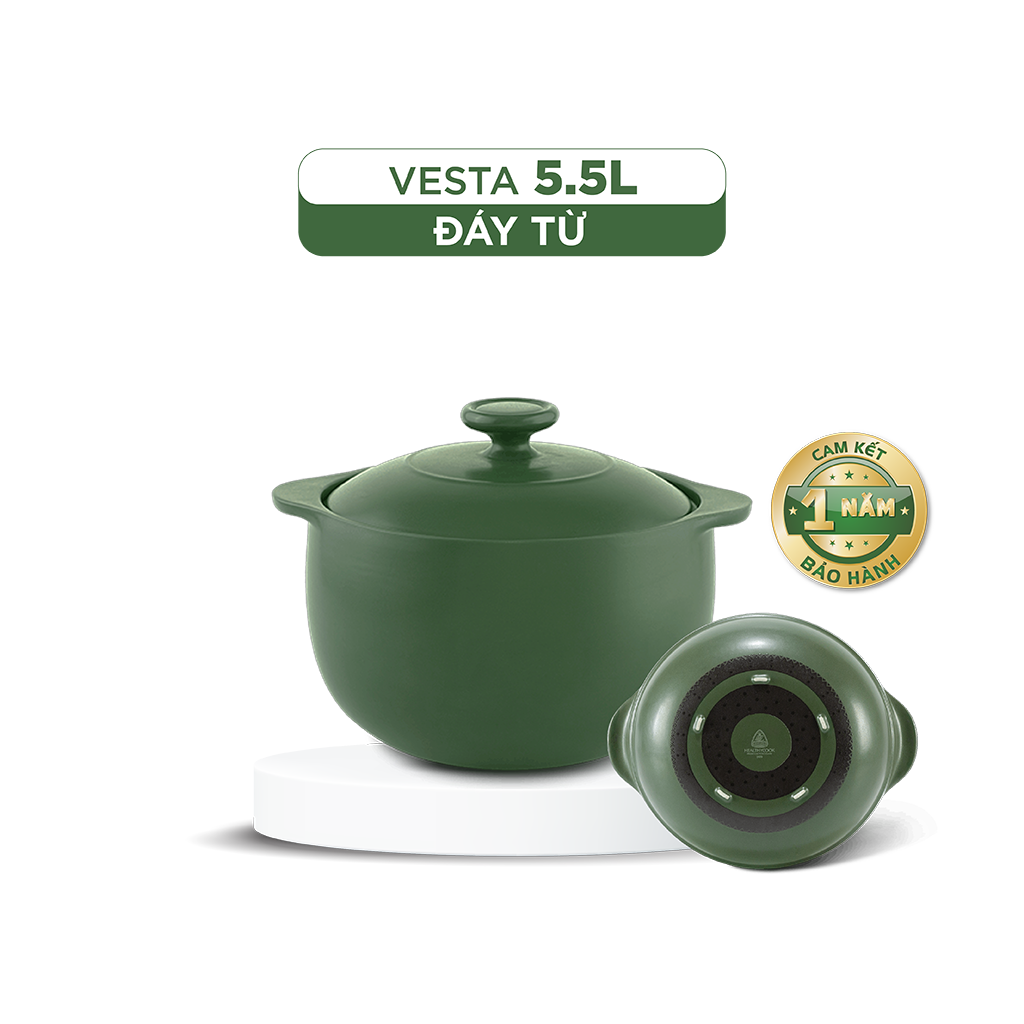 Nồi dưỡng sinh Vesta (Nồi tròn cao) 5.5 L + nắp (bếp từ)