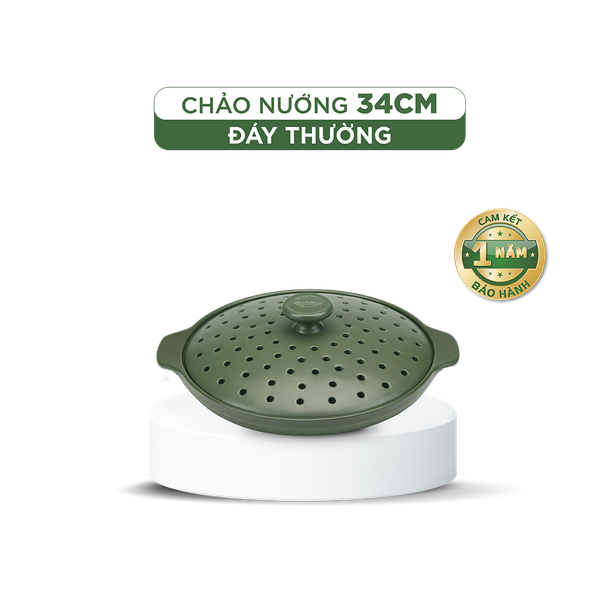 Chảo nướng dưỡng sinh 34 cm + nắp có lỗ