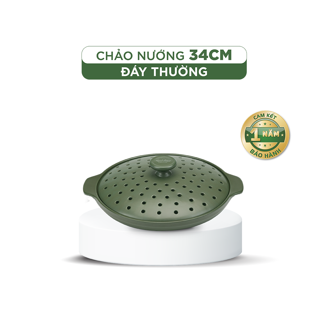 Chảo nướng dưỡng sinh 34 cm + nắp có lỗ