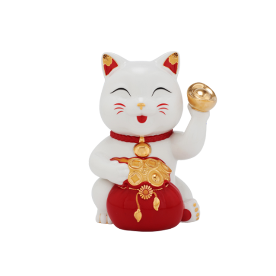 Tượng mèo Tài Lộc Trang Trí Vàng - 17 cm