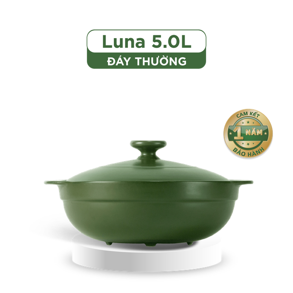 Nồi dưỡng sinh Luna (Nồi cạn) 5.0 L + nắp - Xanh Rêu